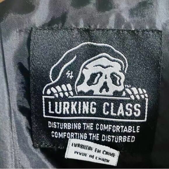 Lurking Class Skull Lightweight Hoodie Jacket Sheer Sleeve, size L - Picture 2 of 5